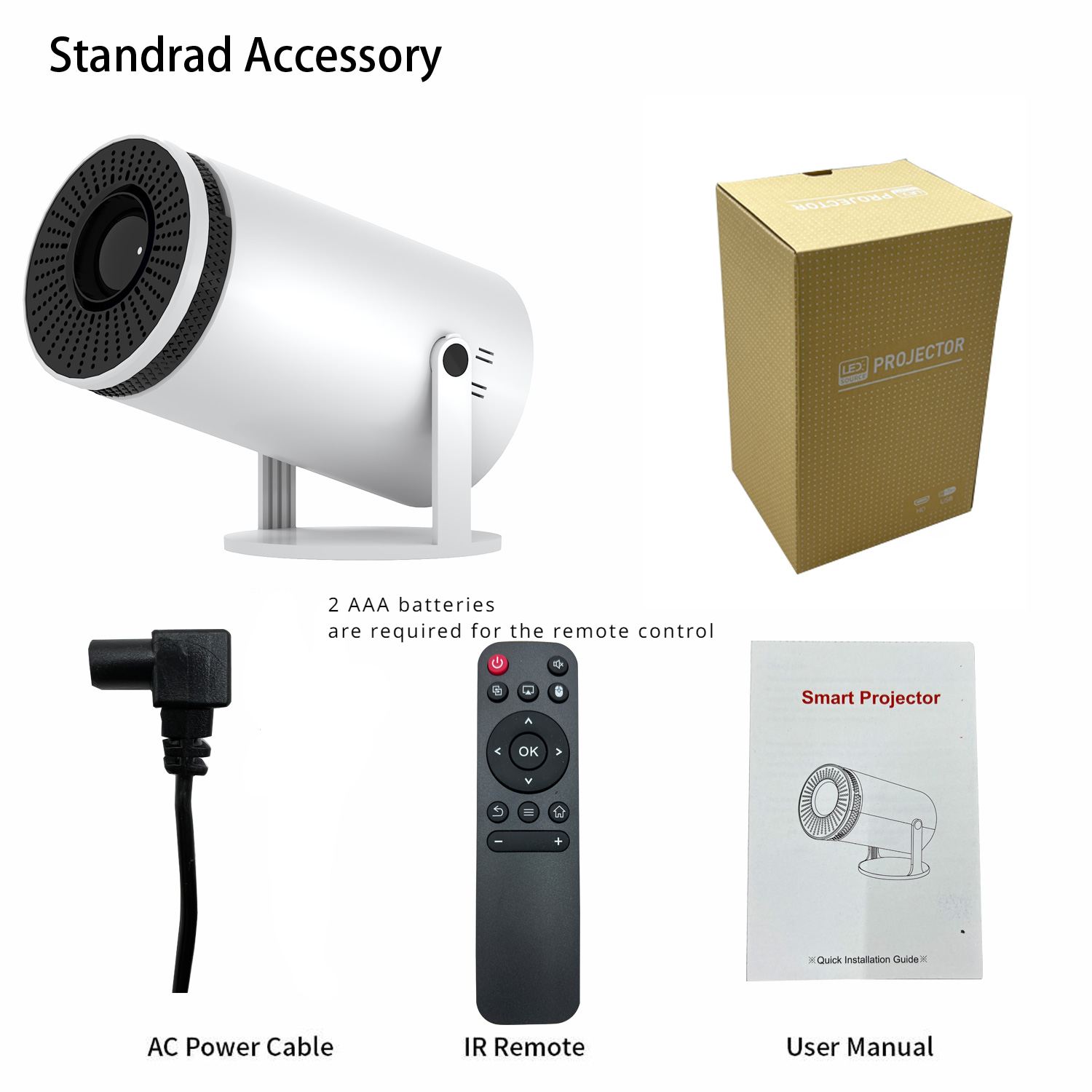Smart Portable  Theater Projector With Trapezoidal Image Correction,  Wifi 6 Support, Android 12 And Multiple Ports, Mini Size For Phone And Laptop photo 2