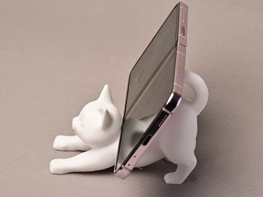 Cute Cat Shape Phone Holder, 3D Printed Desktop Stand For Smartphone, Creative Desk Decor & Organizer photo 5