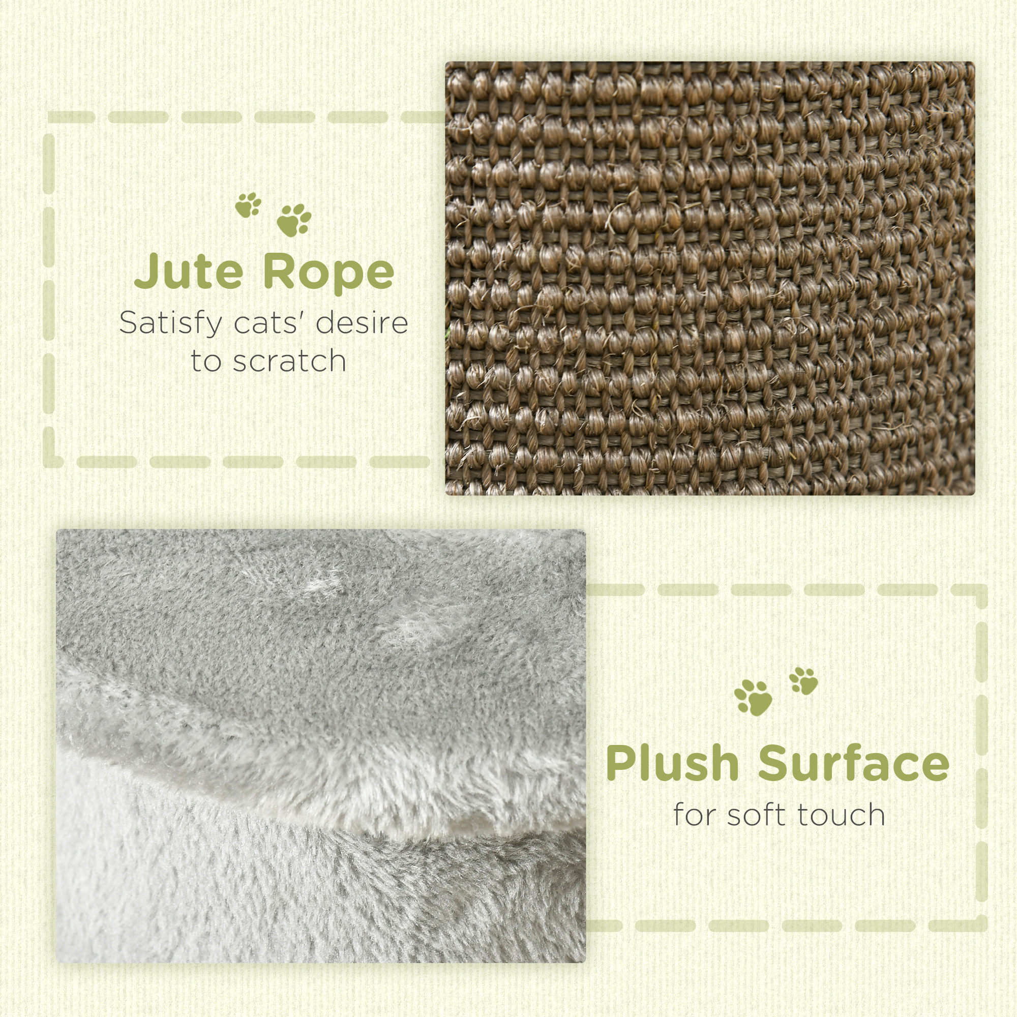 58cm Cat Scratching Post, With Covered Plush, Play Balls, For Corner Walls - Grey photo 2