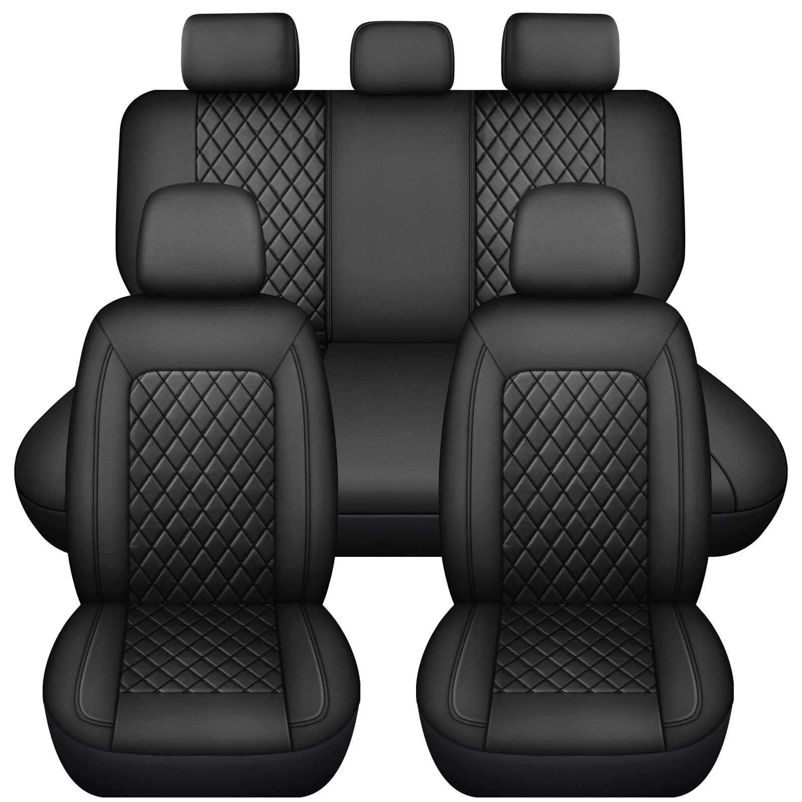 Single Line Diamond Grid PU Leather Car Seat Covers photo 1