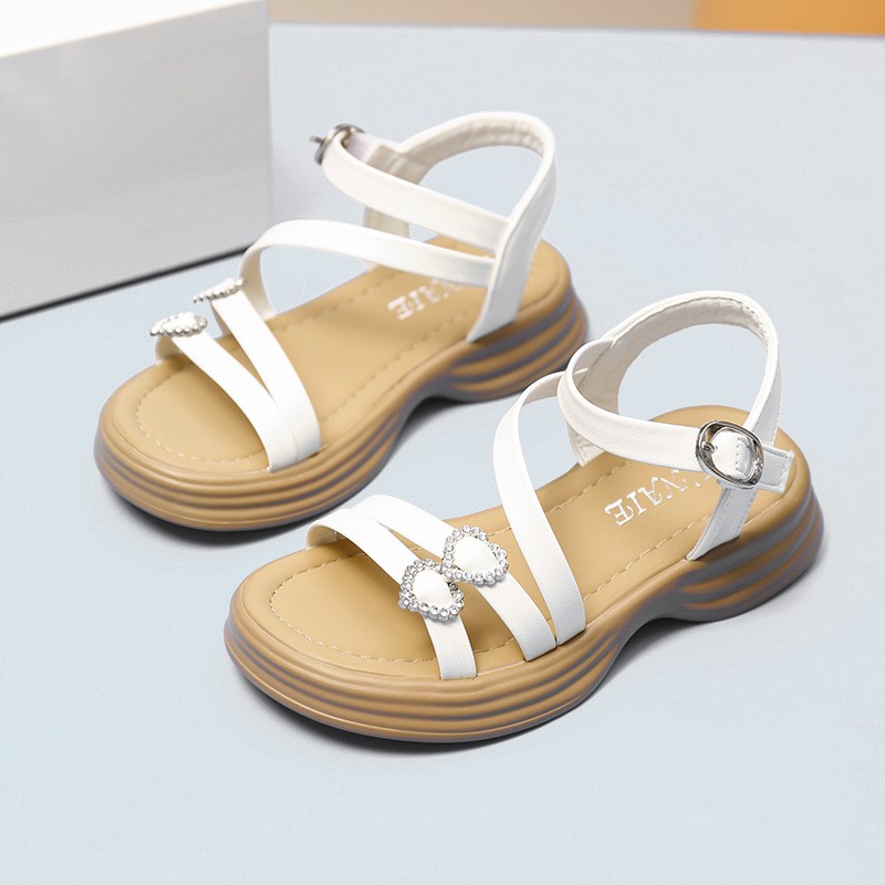 2026 Summer New Trendy Kids Sandals, Girls Soft Sole Fashion Princess Shoes, Silver Roman Sandals Children Beach Shoes photo 3