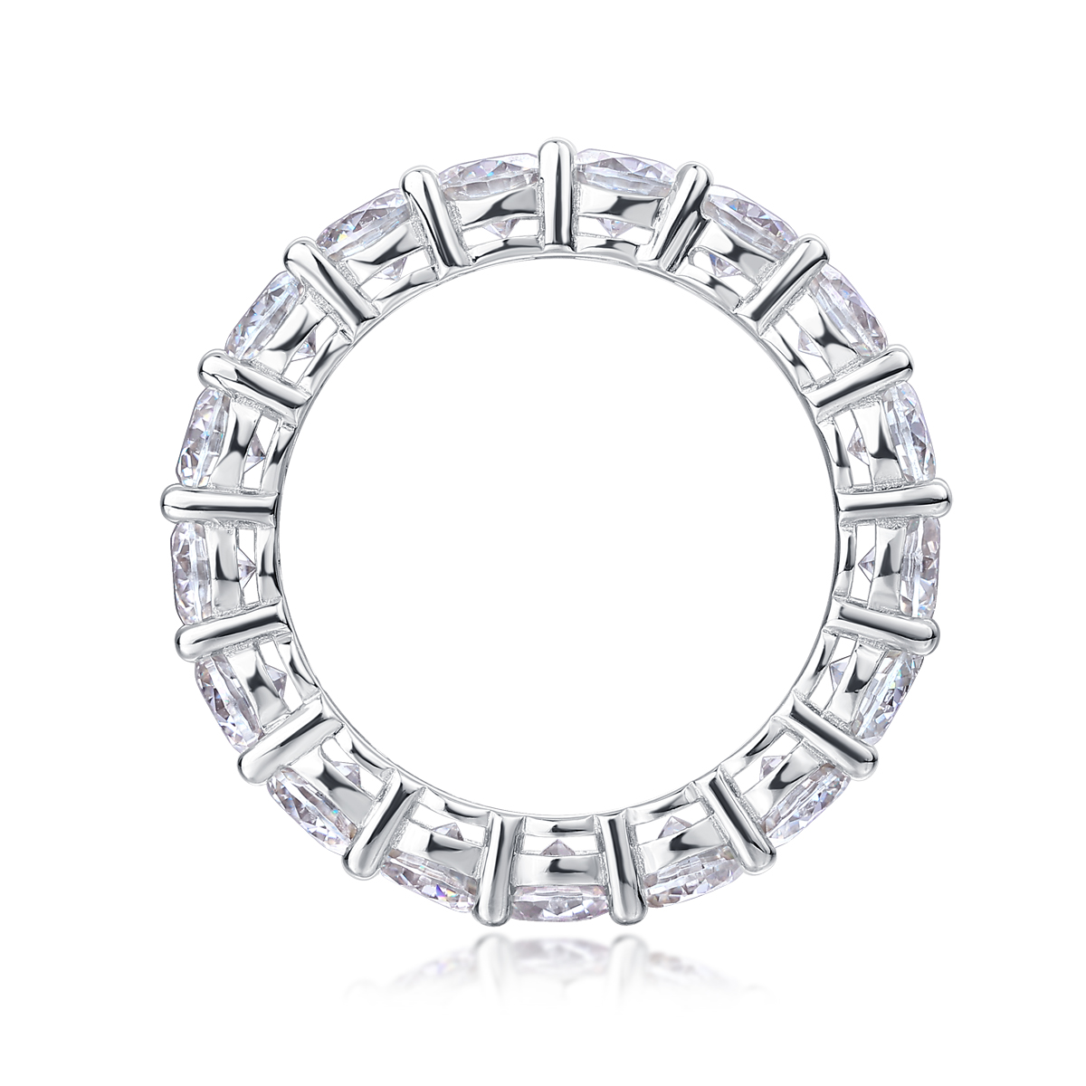 S925 Silver 3.6g Platinum Plated Moissanite Eternity Ring, 4.0mm 17 Stones D VVS1, GRA Certified US 5-9 photo 4