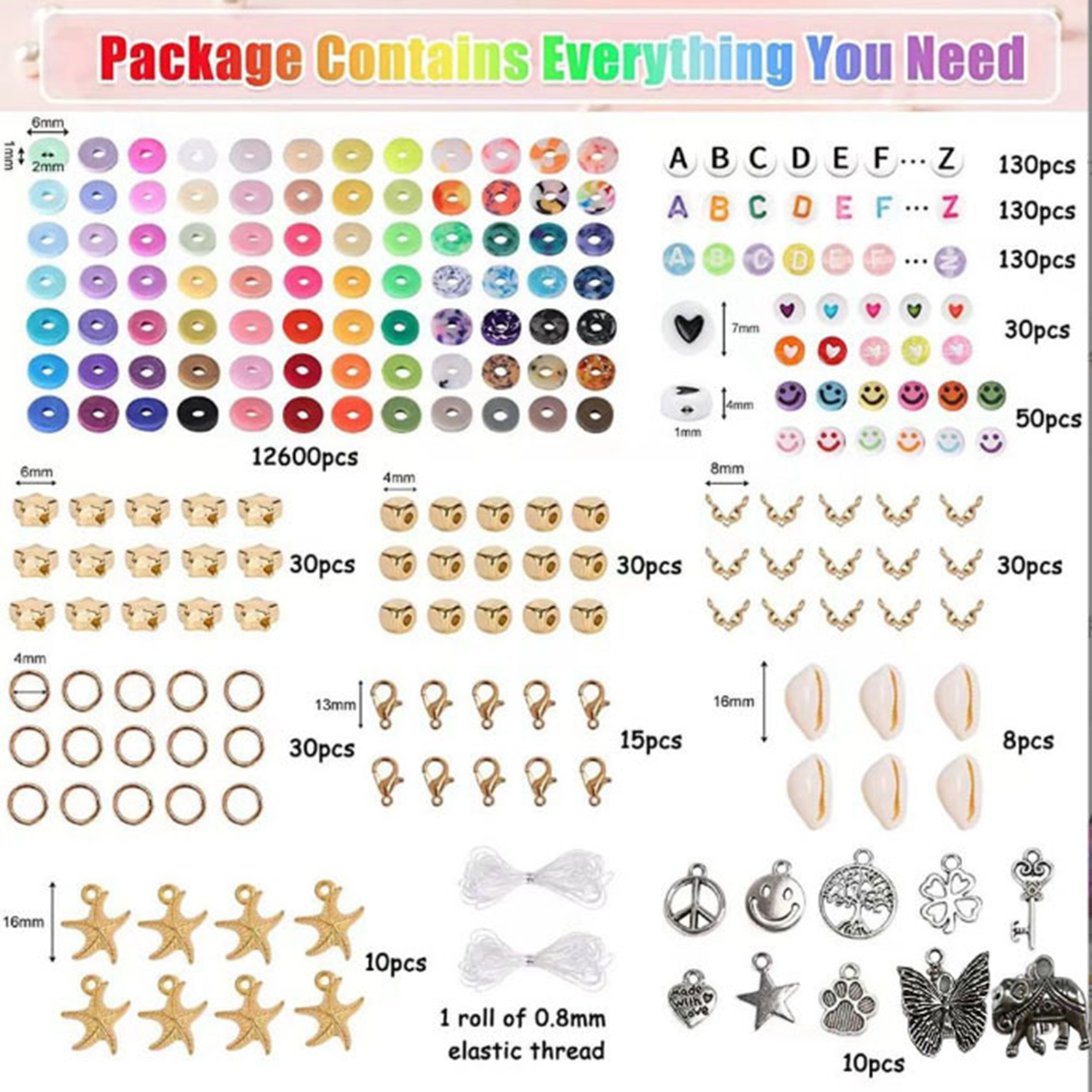 13234PCS Clay Beads Set Flat Polymer Beads DIY Bracelets Bangle Earrings Gift photo 3