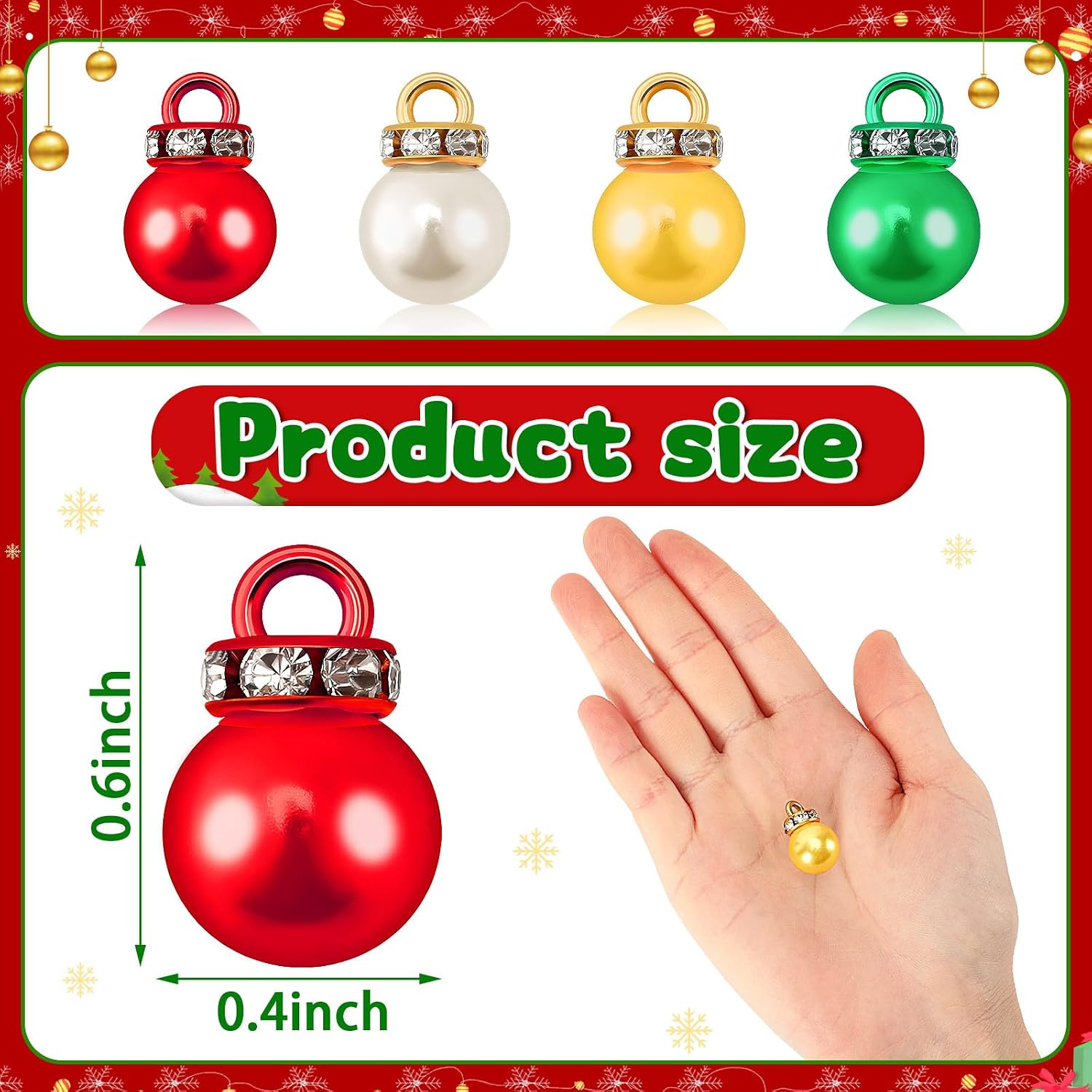 Christmas Mini Ornaments 90 Units, Multicolor Faux Pearl Decorations For Christmas Tree, Holiday Crafts And Home Decor photo 2
