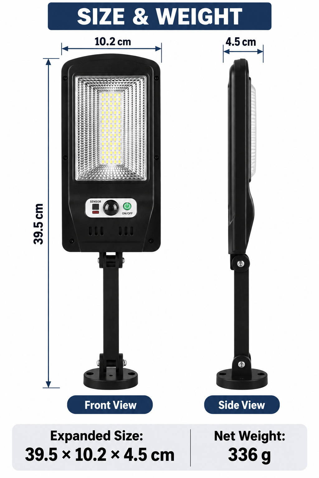 Solar Powered Rechargeable Motion Sensor Waterproof LED Work Light 20W 1500mAh For W755 1 Street photo 8
