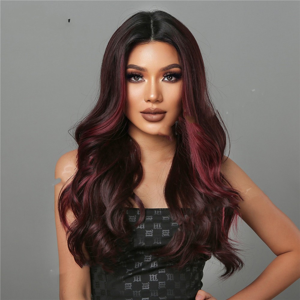 Middle Long Curly Hair With Reddish Brown High Temperature Silk Wig photo 1