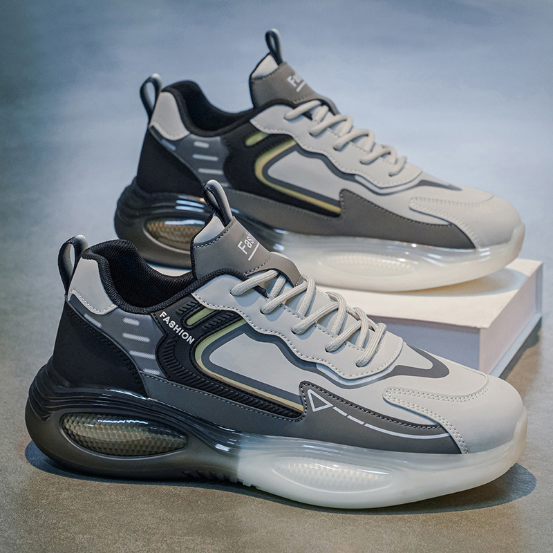 2026 Spring New Men's Air Cushion Sneakers, Stylish Leather Running Shoes, Black Warrior Waterproof Casual Trendy Shoes For Students photo 2