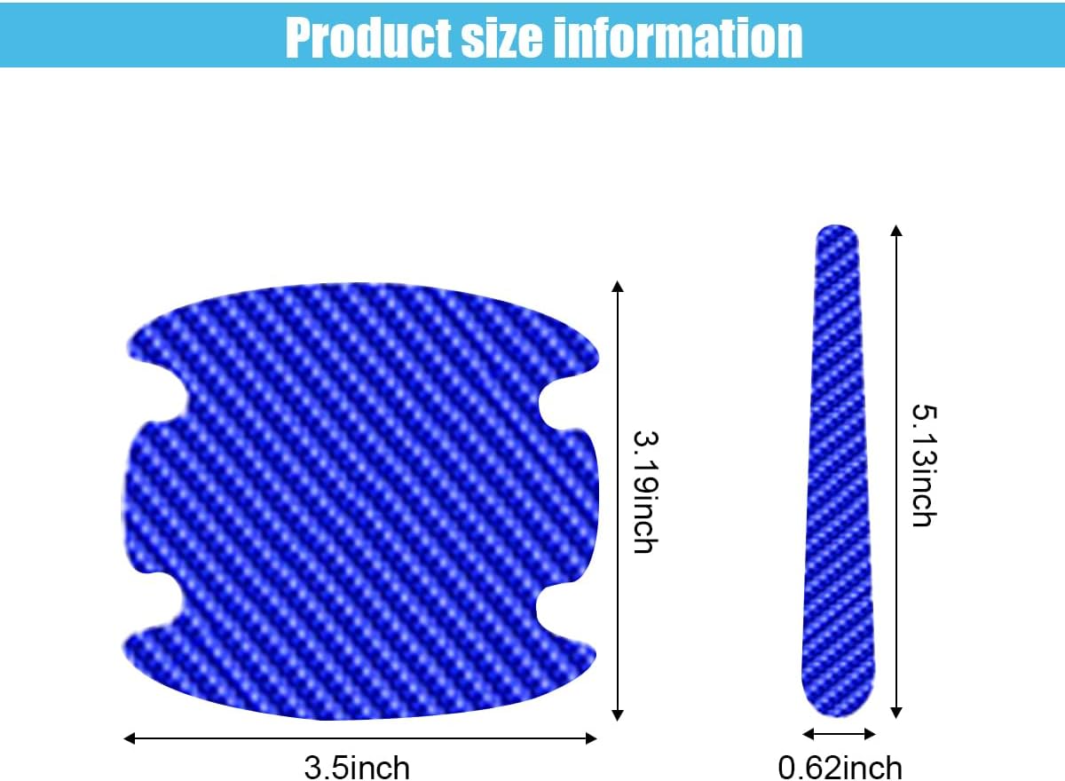 Carbon Fiber Car Door Handle Cup Protectors 8 Units, Blue Anti Scratch Inserts For Vehicle Door Handle Recesses photo 2