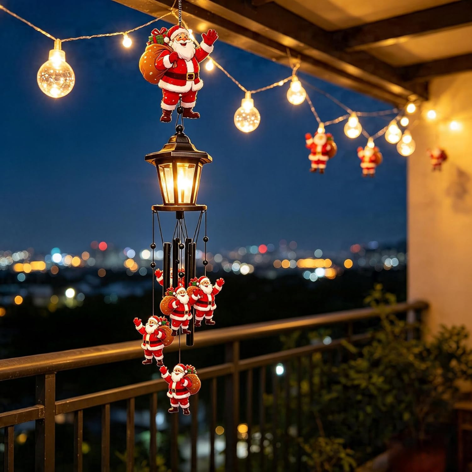 Santa Solar Christmas Wind Chimes, Outdoor Hanging Holiday Decor photo 4