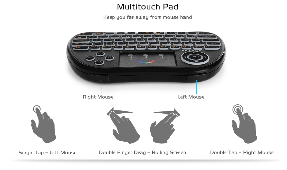 H9 Wireless Backlit Colorful Touch Remote Control Keyboard photo 2