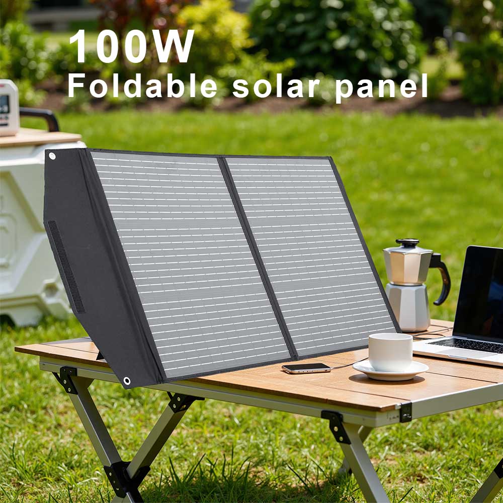 Portable Solar Panel 1 0 0 Watt Foldable Solar Panel Charger For Power Station, USB DC Devices 18V  High Efficiency IP68 Waterproof For Camping Outdoor RV Cloudy photo 6