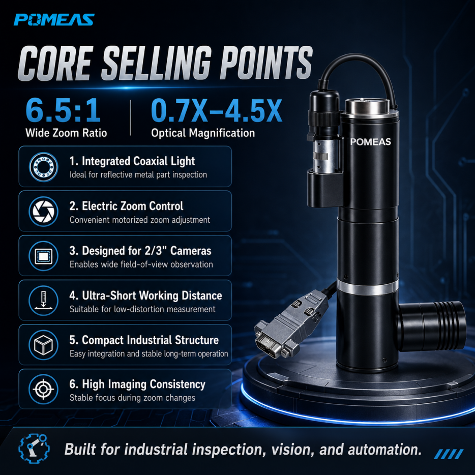6.5X 1-Inch High-Resolution Continuous Zoom Industrial Lens With C-Mount LZH-6805-K photo 2