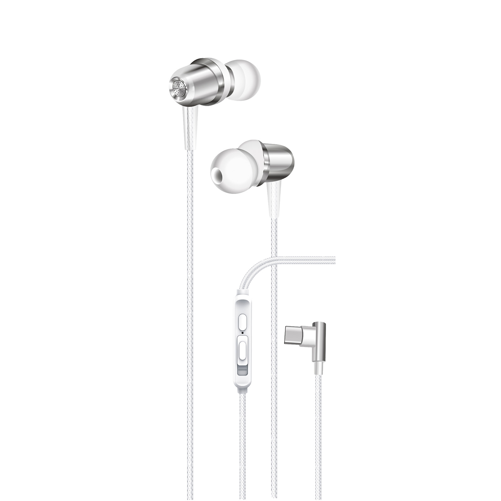 KP-243 New In-Ear USB-C Wired Earphones With In-Line Controls High Volume High Sound Quality Low Latency Music Gaming In Stock photo 2