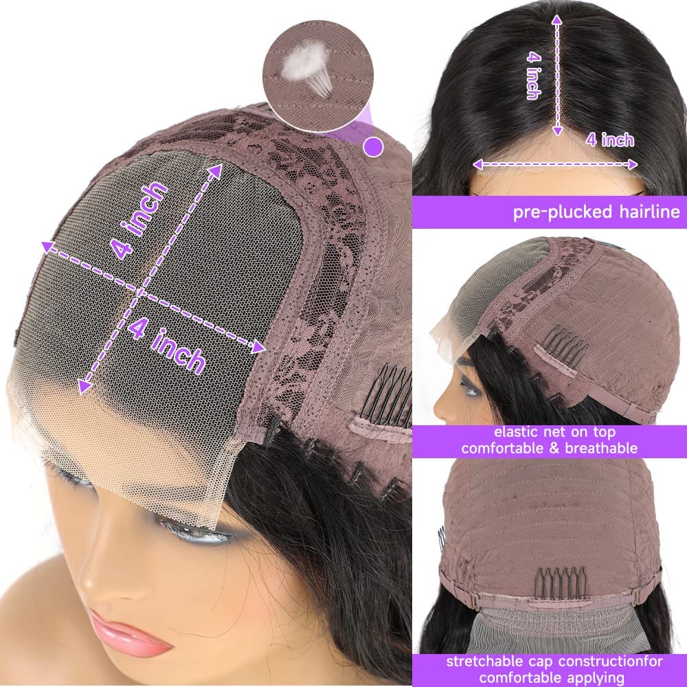 4x4 Lace Straight Human Hair Wig, Natural Color, Density photo 2