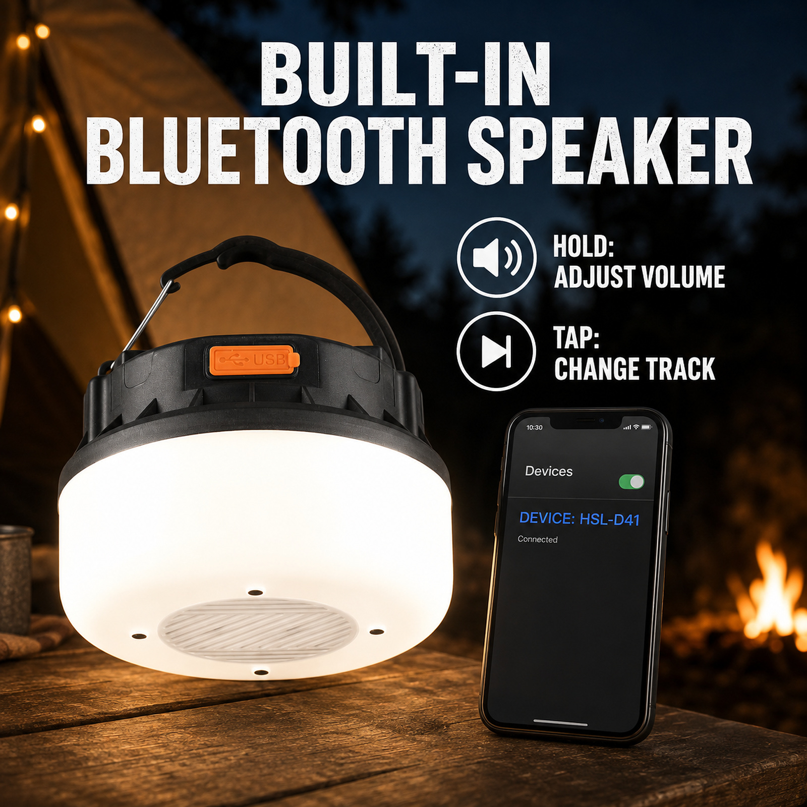 D41 1 Camping Lantern 1800mAh Hanging Hook Type C For Outdoor Factory Supply Solar Powered photo 4