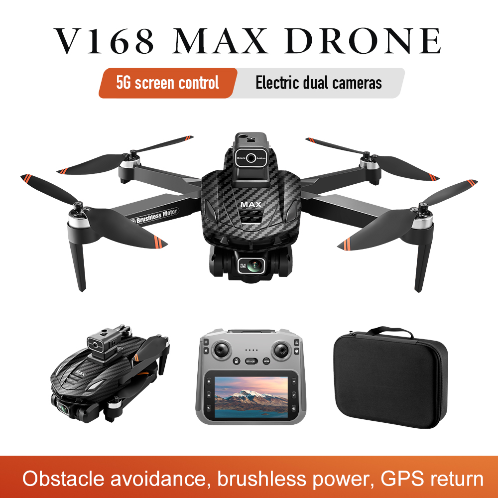 V168Pro Max Drone  8K HD, 4.5-inch Screen, With GPS Positioning Function, And Carbon Fiber Pattern Finish. photo 1