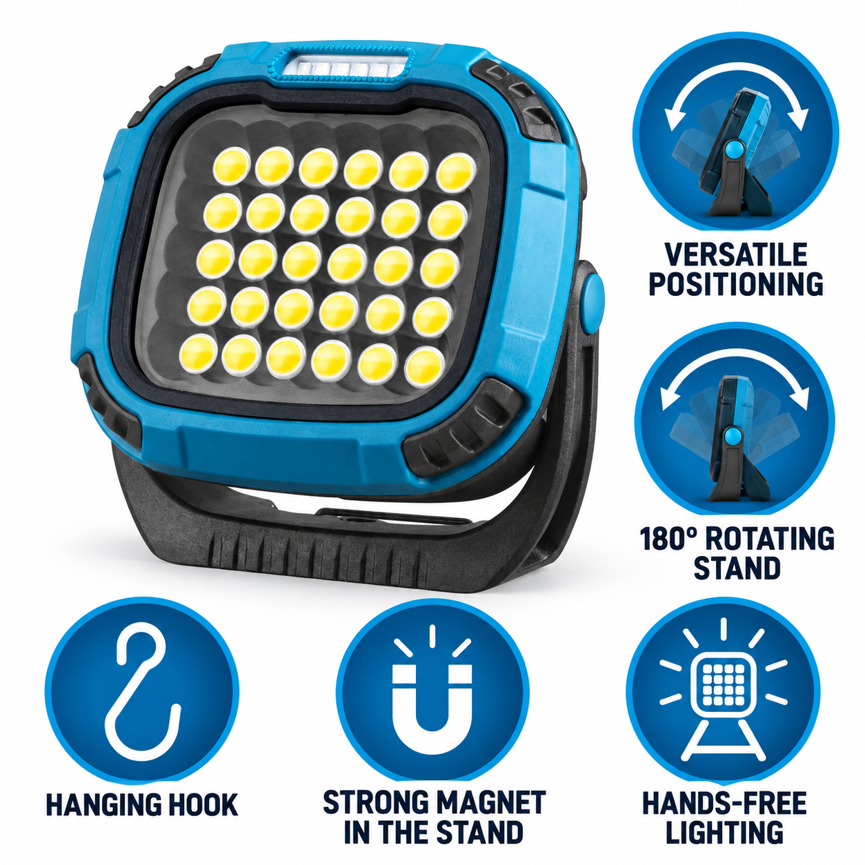 Rechargeable Magnetic Battery Display Type C LED Work Light Base Hanging W893 1 3 Hour photo 8