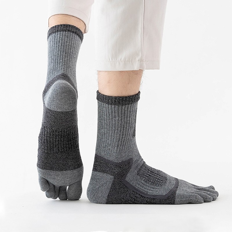 5Pairs Mens Cotton Blend Athletic Running Sports Socks Finger Toe Socks Toe Sock photo 8