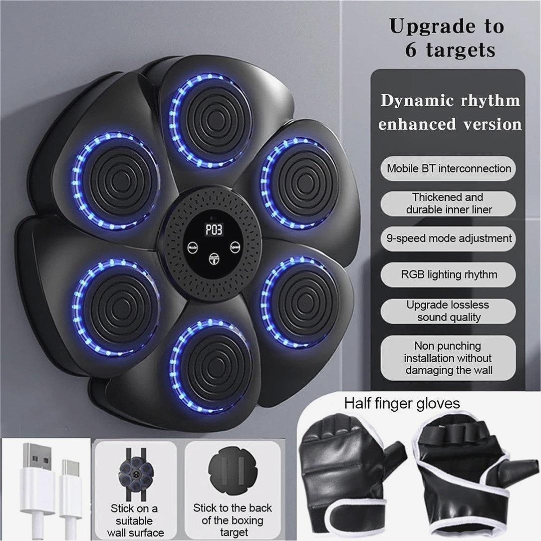 Unisex Smart Bluetooth Music Boxing Machine  Wall Mount Punch Trainer With Shockabsorb Foam RGB Targets  Built-In Speaker Digital Counter Adjustable Speed Easy Installation Magic Tape photo 2