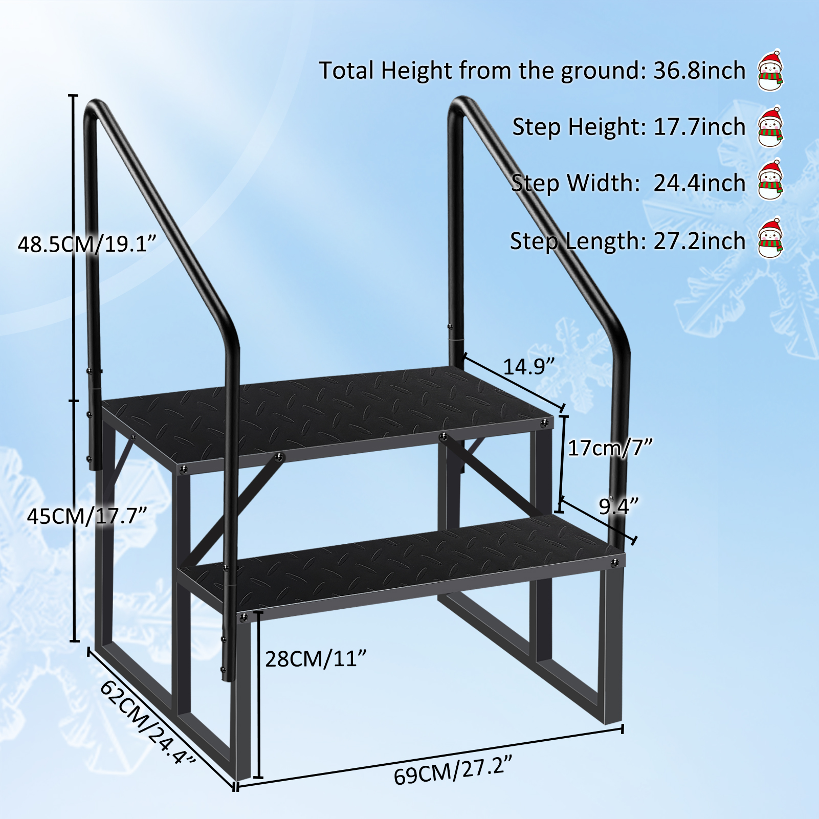 2-level Ladder With Handrails, Two Handrails -TEMU Can Only Be Picked Up- Shipped From Non EBay Certified Warehouse photo 4