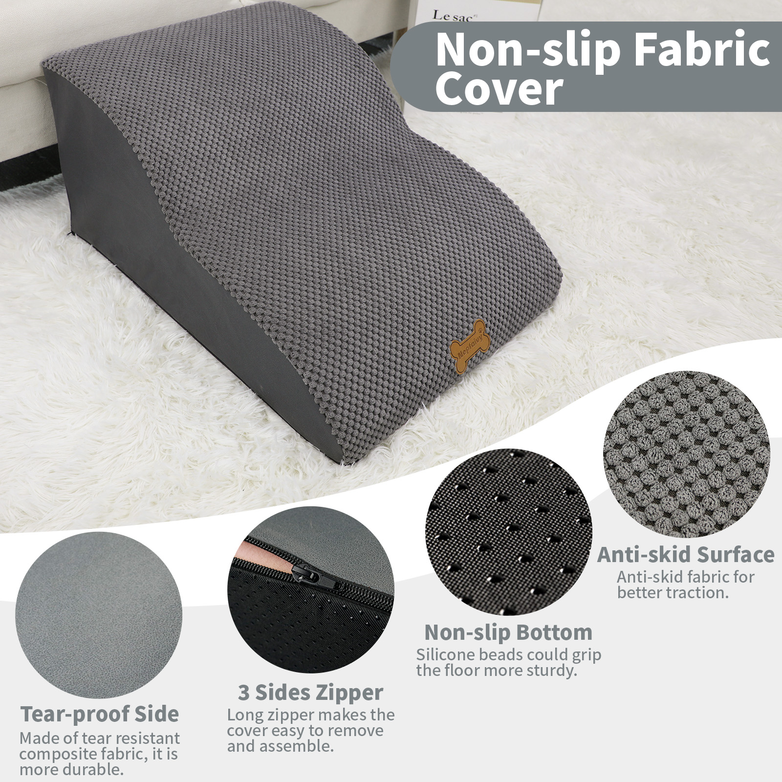 Nepfaivy Dog Steps Stairs For Bed - Non-Slip Pet Stairs For Small Dogs And Cats, Dog Ramp For Sofa With High Density Foam And Removable Cover photo 7