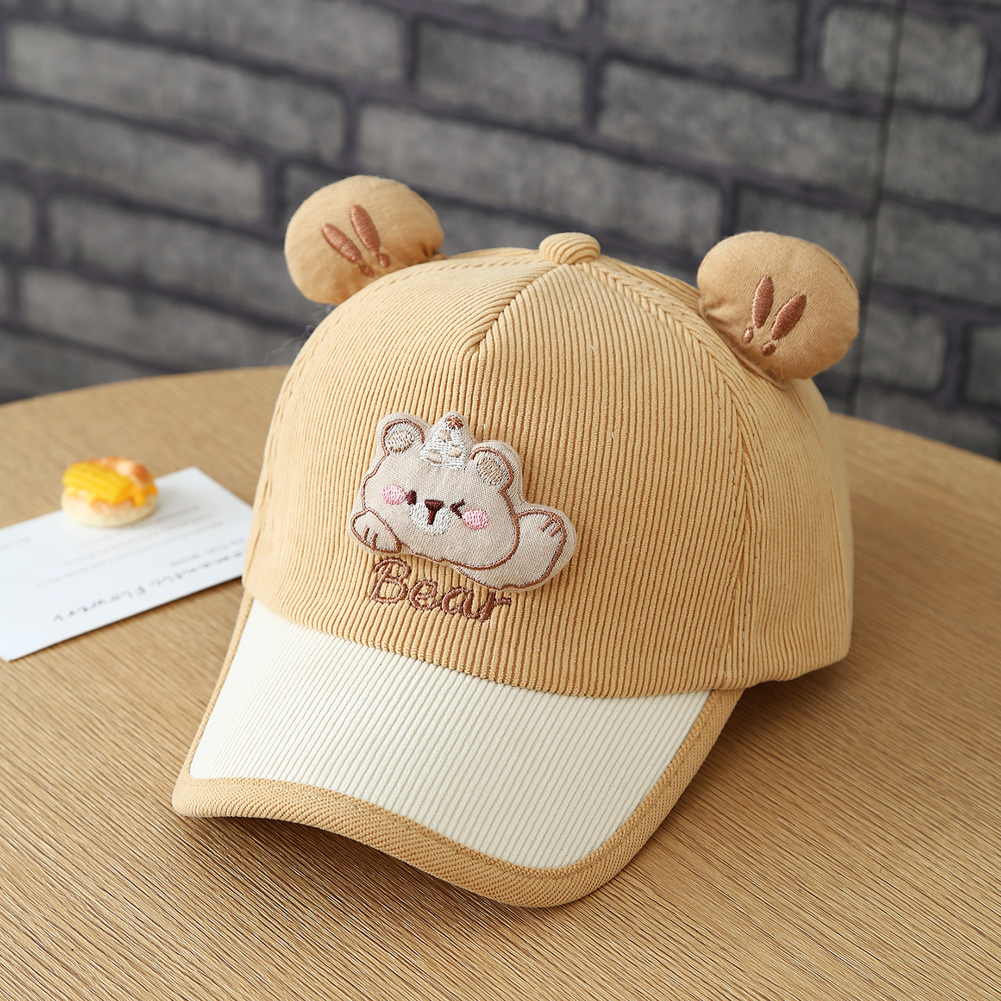 The Autumn Baby Children's Cute Animal Three-dimensional Ear Corduroy Baseball Cap Is Suitable For Daily Outings And Shopping Trips. photo 5