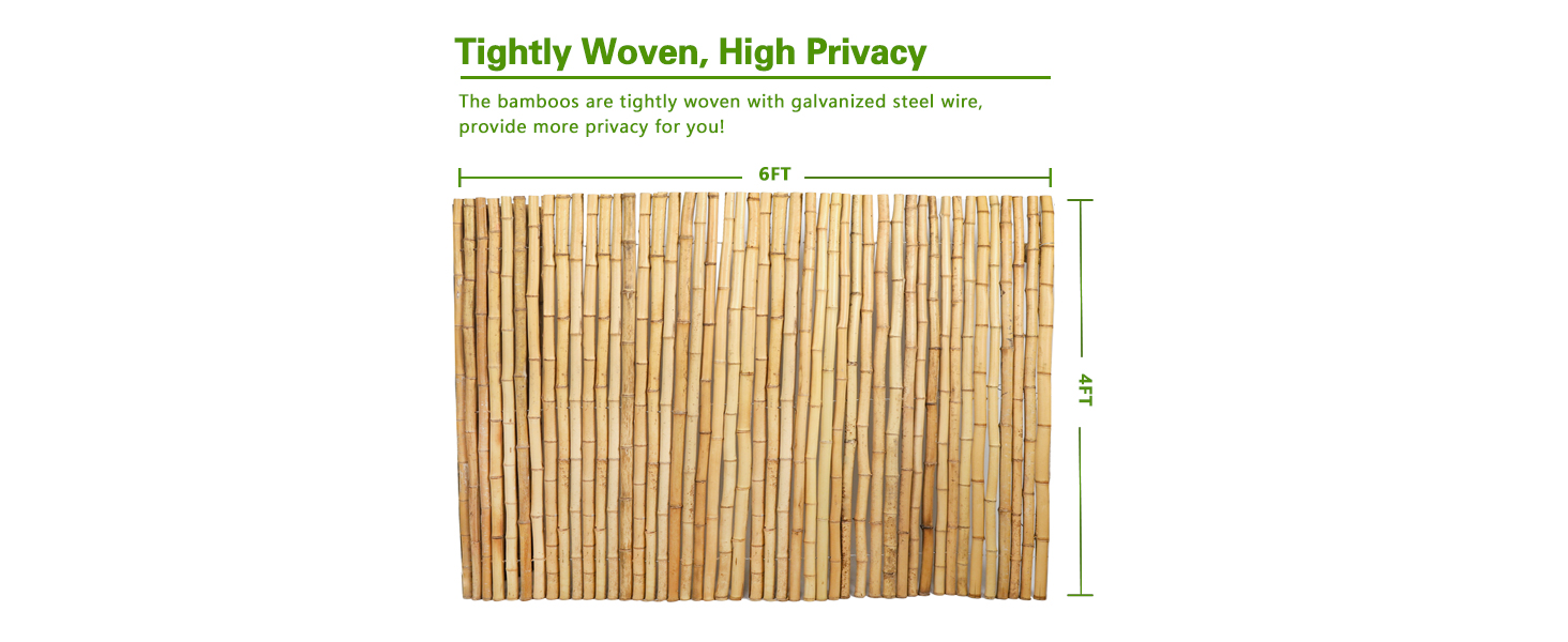 Natural Bamboo Fence Roll 4FT X 6FT , Outside Bamboo Privacy Fencing, Natural Privacy Screen Panels For Garden, Outdoor Self-pickup Only photo 6
