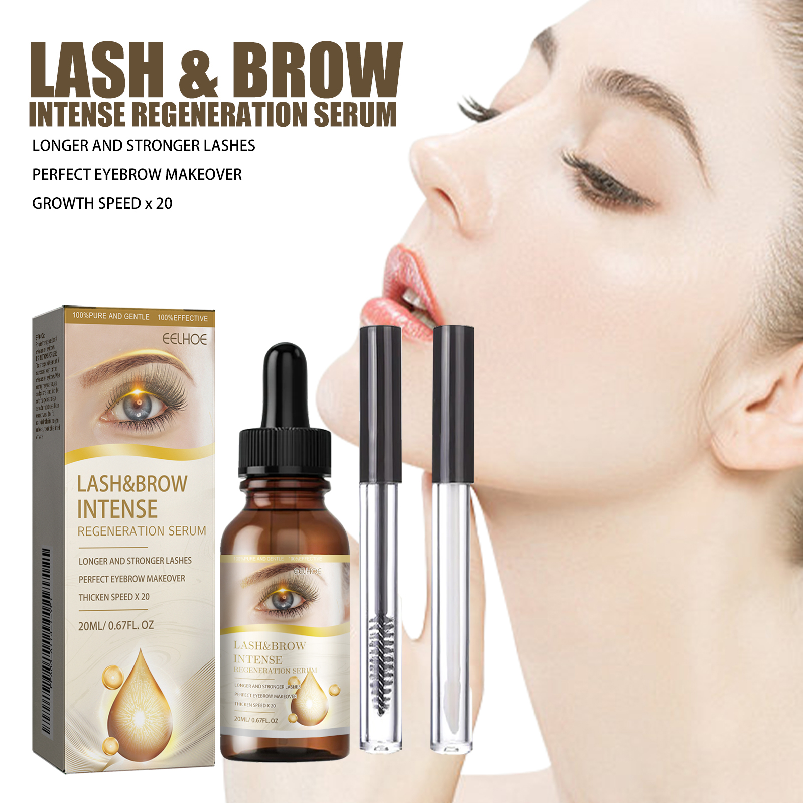 Eyelash Eyebrow E Ssence Set 20ml 1box-1 Eyelash Brush-1 Eyebrow Brush photo 3