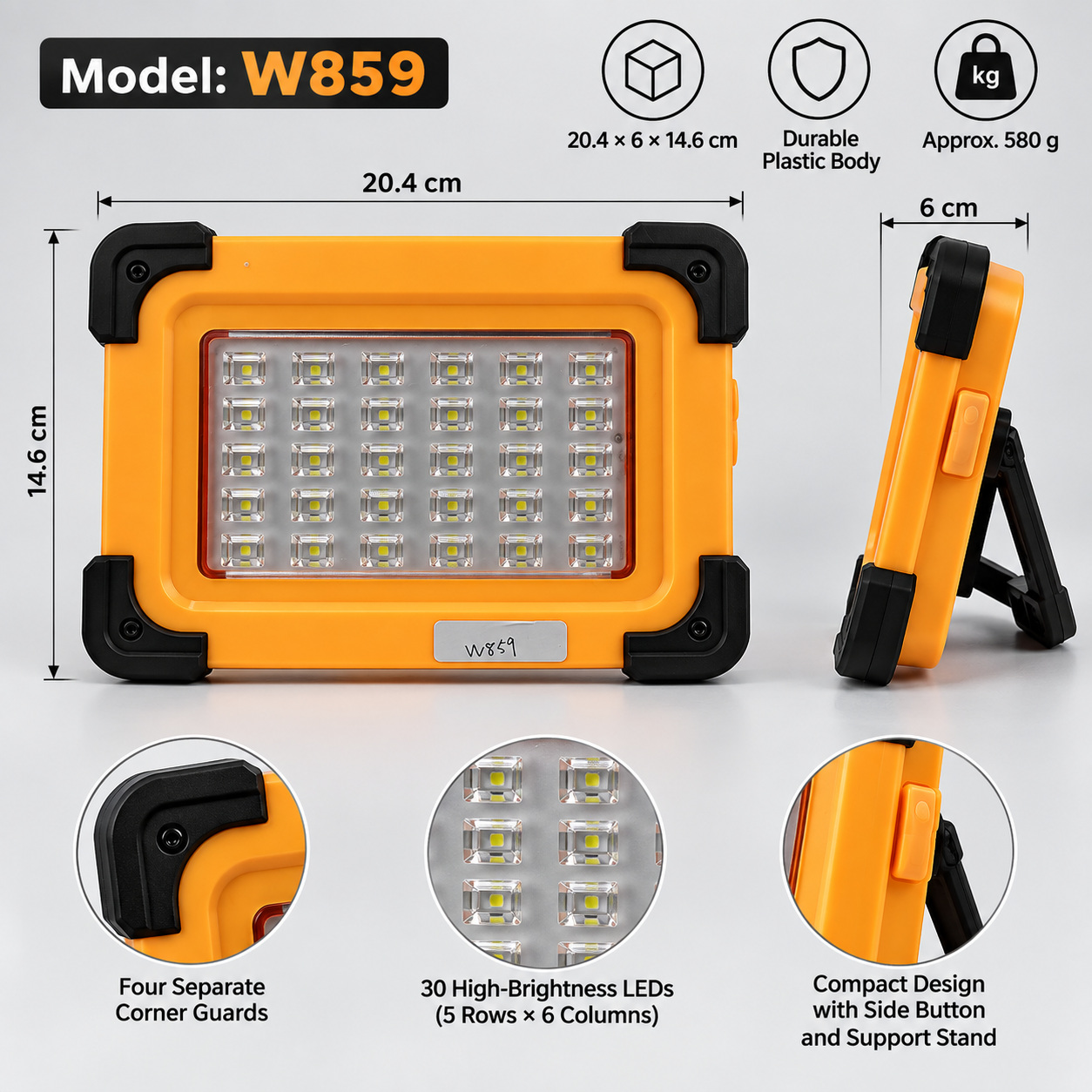 Solar Powered Rechargeable Magnetic COB LED Flood Light W859 6600mAh Battery 5 Hour Runtime Work photo 4
