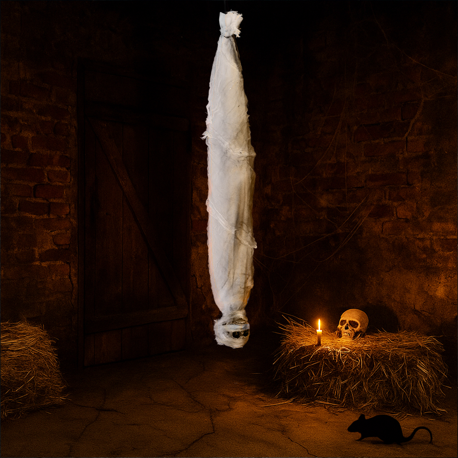 3ft Halloween Animated Hanging Cocoon Corpse Decoration,Dead Body Prop With Motion & Horror Scream,Haunted House Indoor And Outdoor Decorations,Creepy Tree Hanging Decor photo 2