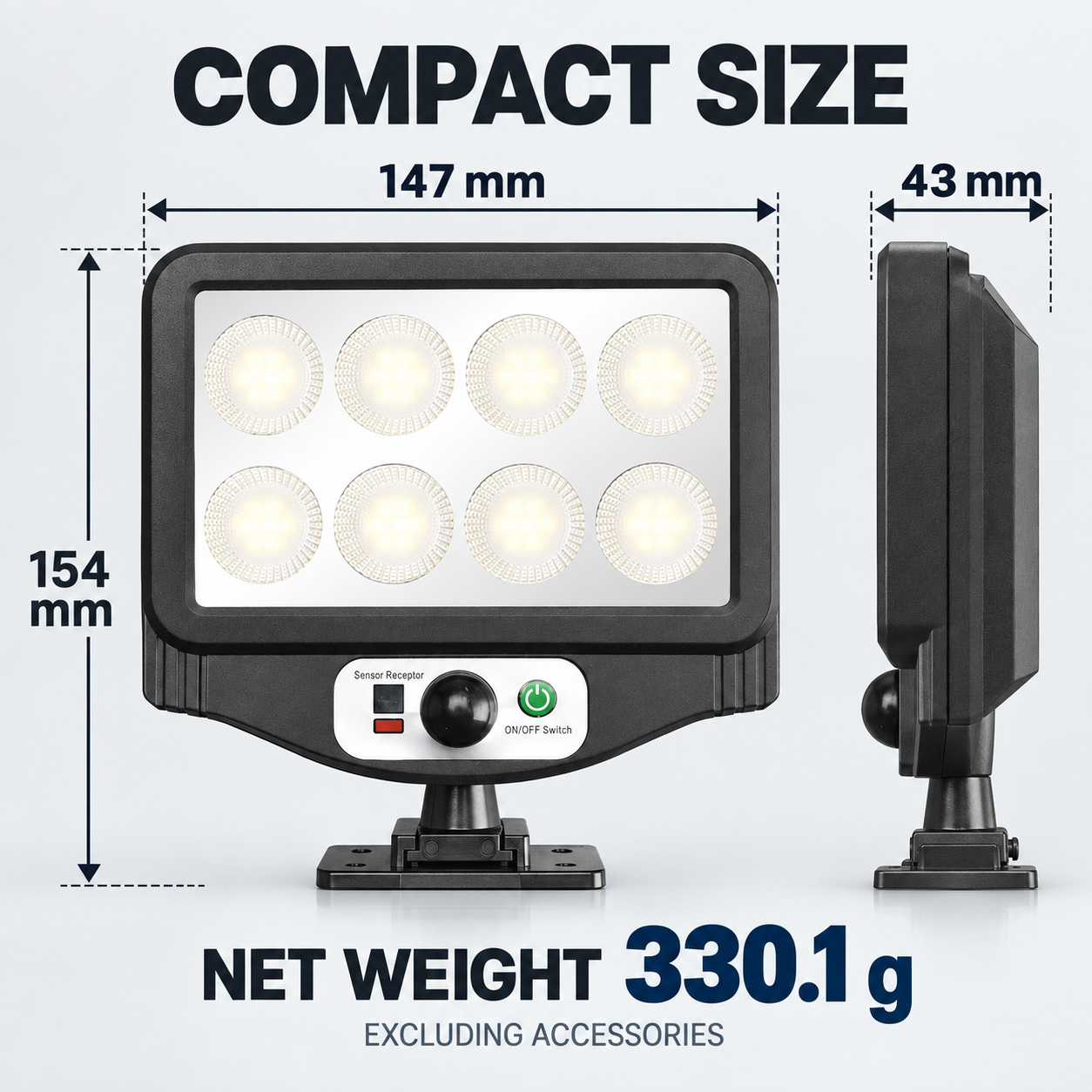 Solar Powered Rechargeable Motion Sensor LED Work Light 1500mAh For Auto W780 8 2 Hour photo 2