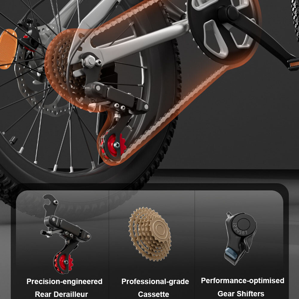20 Inch Wheels Kids Bike 7-Speed Gears Boy Silver Bicycle Cycling Outdoor Disc Brake photo 2