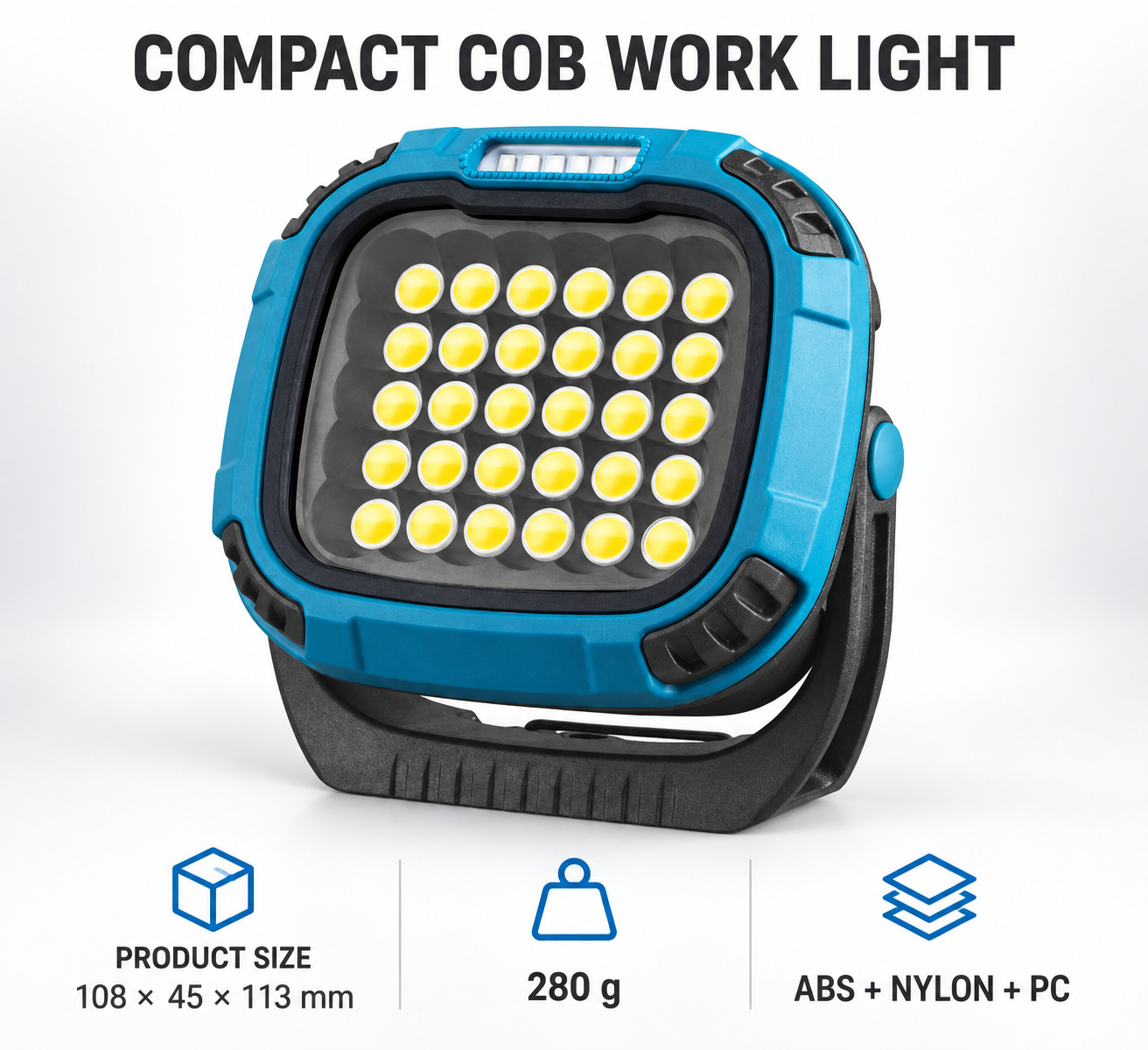 Rechargeable Magnetic Battery Display Type C LED Work Light Base Hanging W893 1 3 Hour photo 6