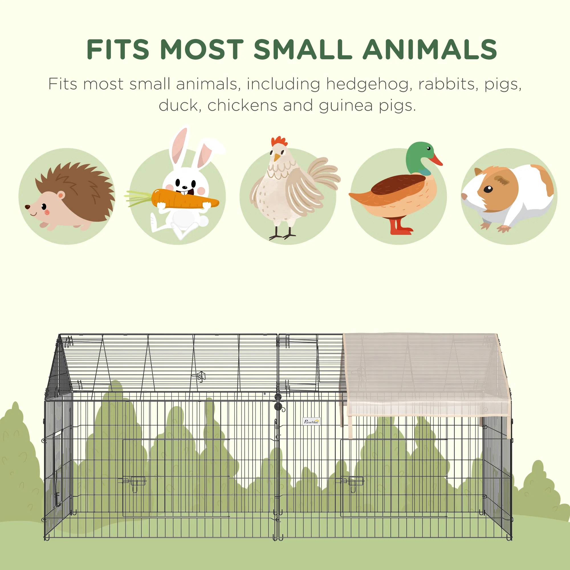 87x41x41-IN Catio Rabbit Guinea Pig Cage Chicken Coop Run, Small Animal Enclousure Outdoor Indoor with Cover and Multiple Doors, Beige photo 5