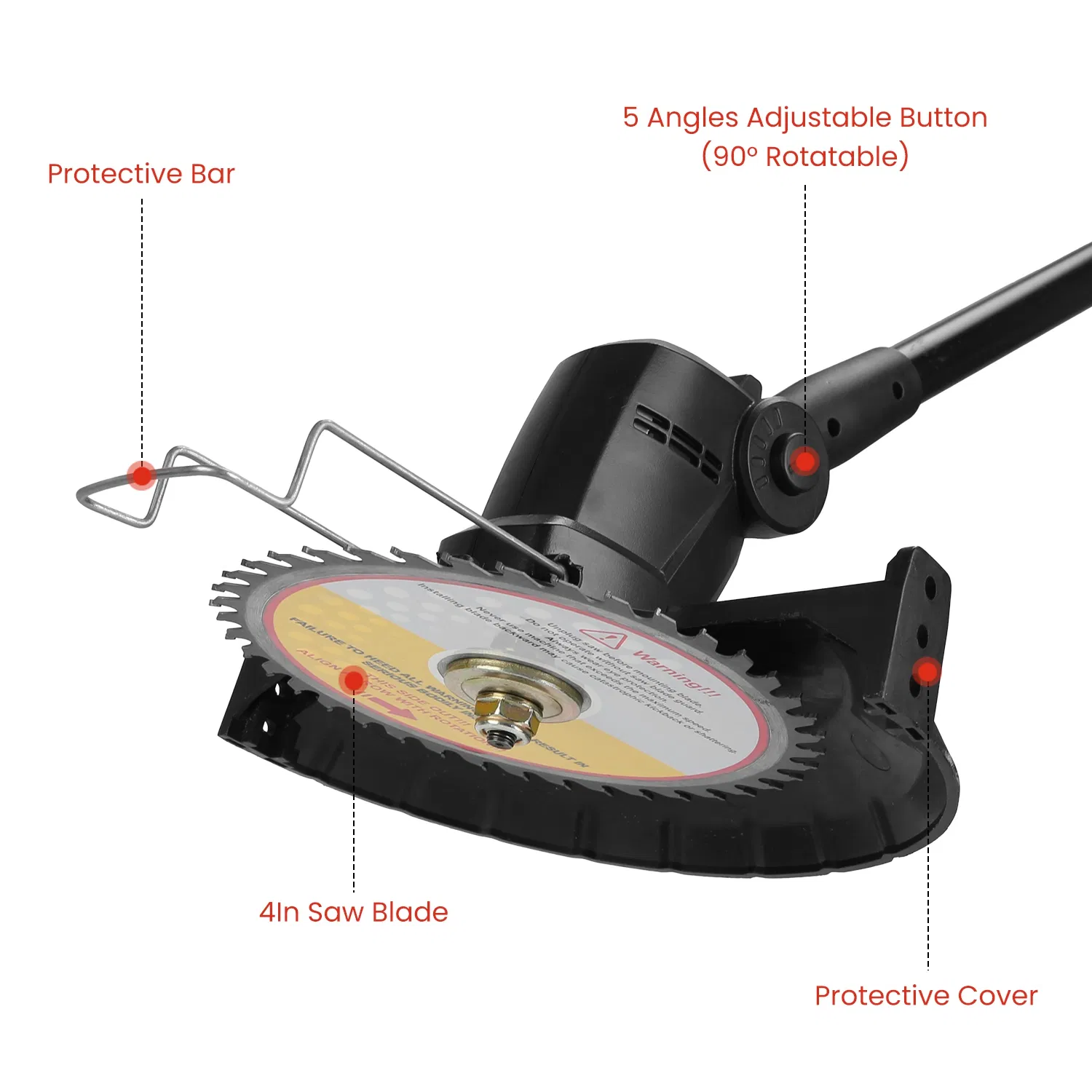 Cordless 3-in-1 Pole Saw/Mini Chainsaw/Grass Trimmer - 21V 1500mAh x2 Batteries, 4/6in Cutting Chain, 13in-75.2in Adjustable Length, Safety Switch + Gloves/Goggle for Yard Maintenance photo 4
