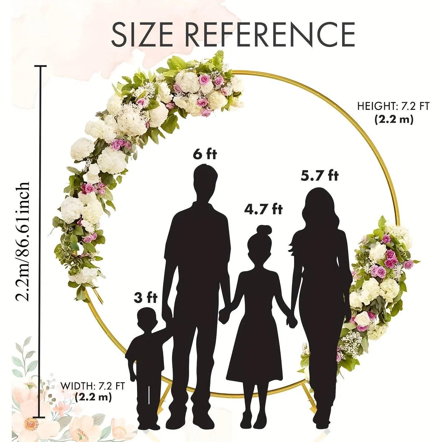 7.2FT Round Gold Balloon Arch Frame - Reusable Metal Circle Stand for Wedding Backdrop, Baby Shower Decor, Photo Booth Display - Heavy Duty Party Decor Kit with Quick Assembly DIY photo 6