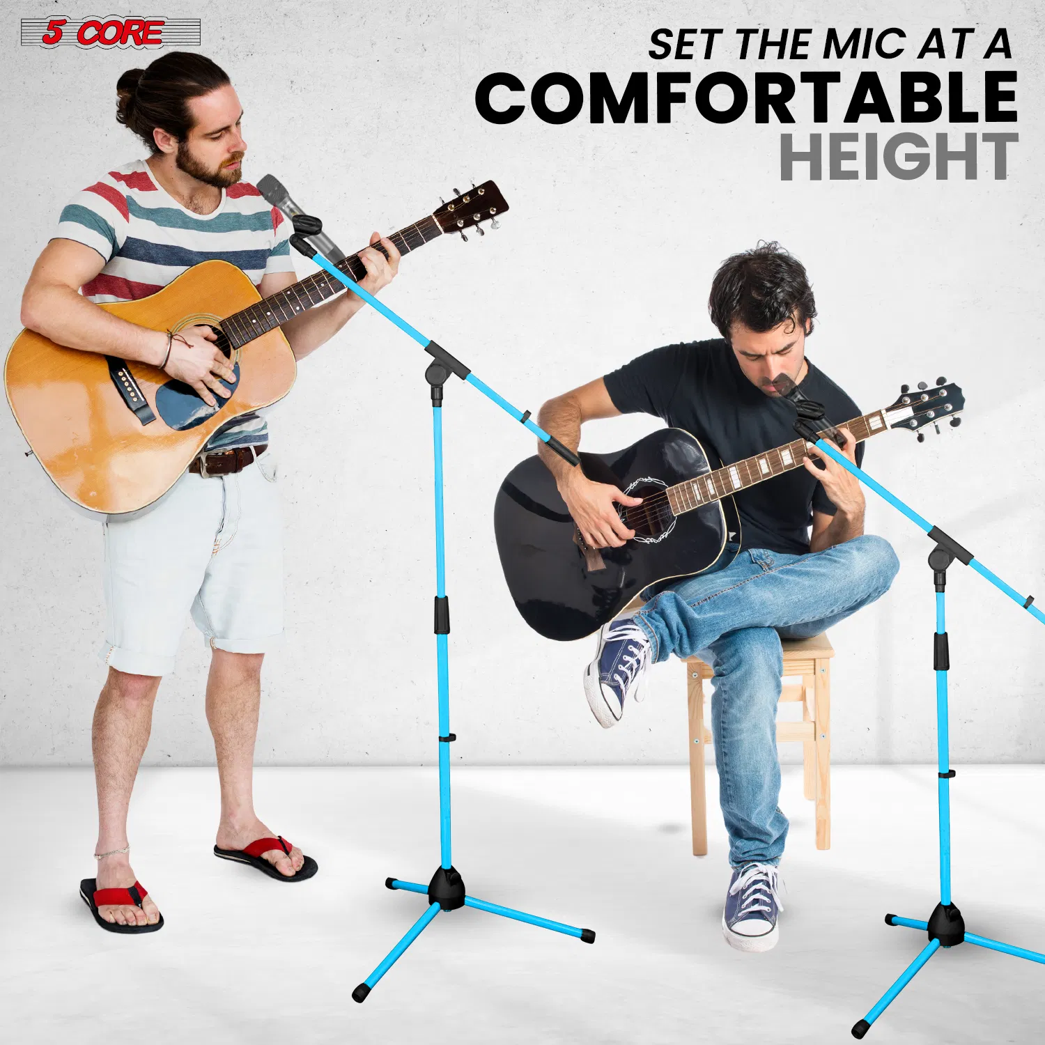 5 Core Tripod Mic Stand Floor 2Pcs Adjustable 18 to 72 Inches Sturdy Boom Arm Holder Microphone Stands Pedestal Para Microfono for Singing photo 3