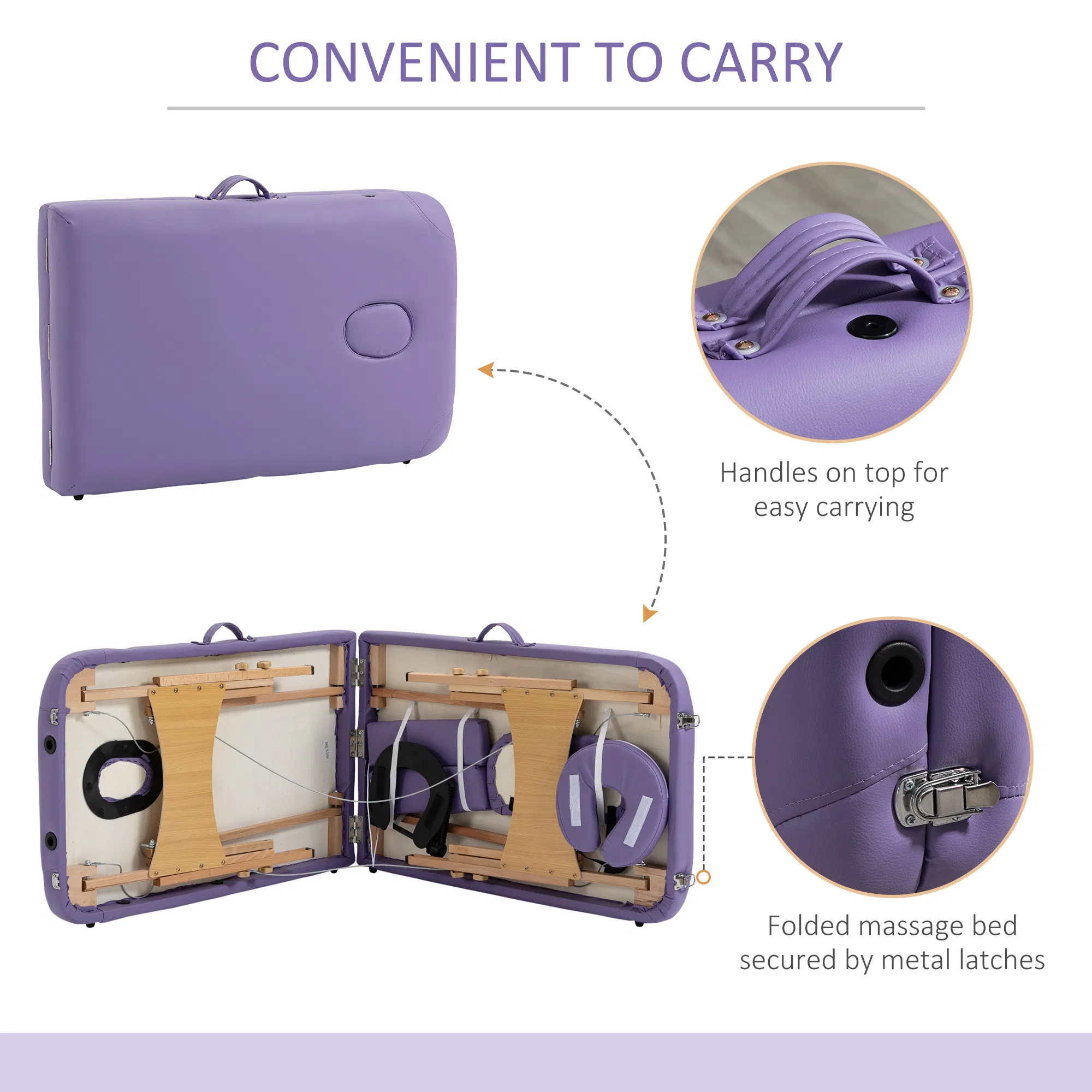 Portable Massage Table 72 Inch Adjustable Spa Bed Foldable Facial Couch with Carry Case Purple photo 2