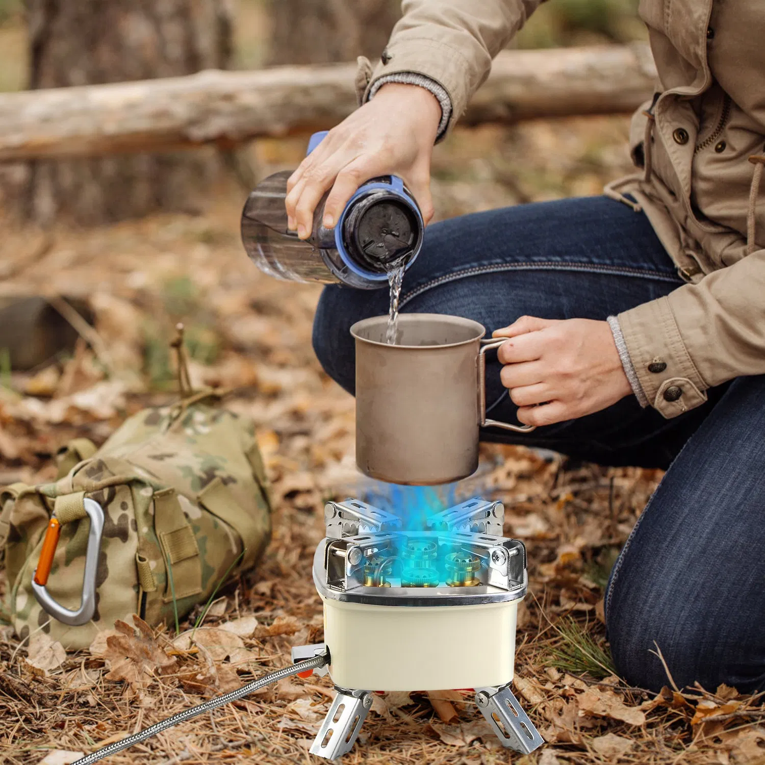 Foldable Portable Outdoor Gas Camping Stove 13000W Stepless Flame Control, Stainless Steel High Carbon Steel Copper Structure Supports 44lbs Multi Fuel with Carrying Bag Flexible Extension Tube photo 6