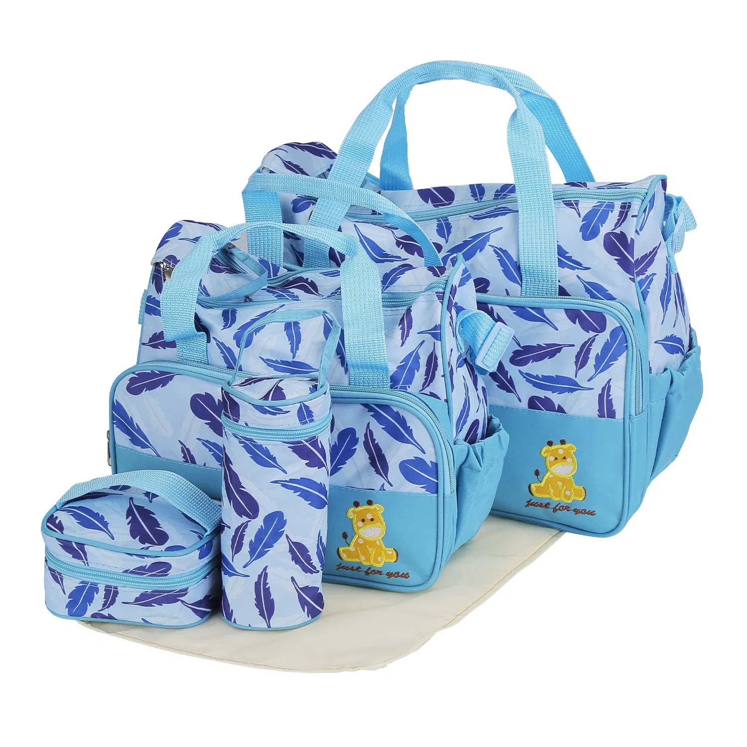 5Pcs Baby Nappy Diaper Bags Set Mummy Diaper Handbags with Diaper Pad Food Bag Bottle Bag Travel Tote Bags For Mom Dad photo 8