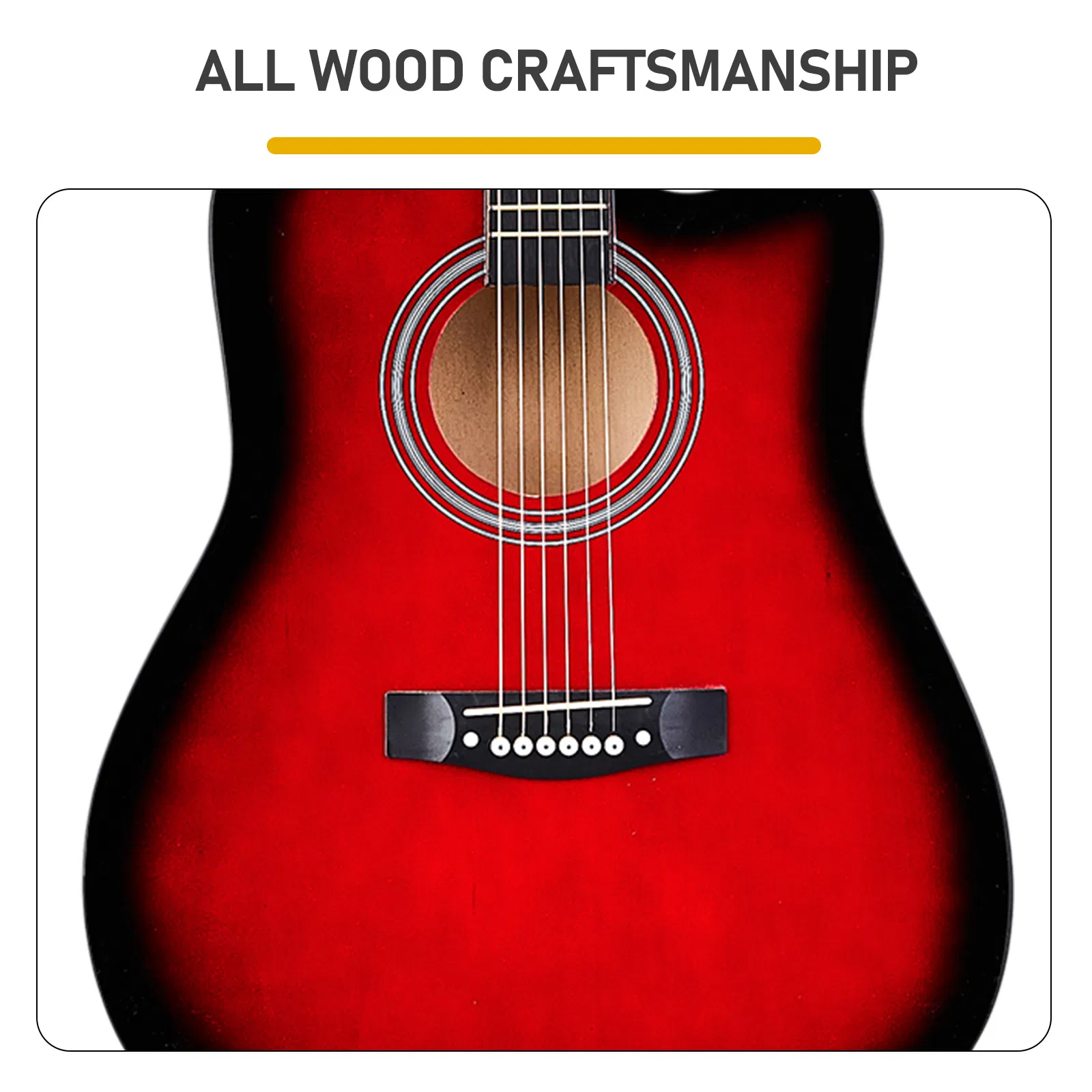 Turn red 41-inch Dreadnought barrel-shaped cutaway acoustic guitar with pick, strings, capo, gig bag, tuner, wrench tool, and shoulder strap photo 4