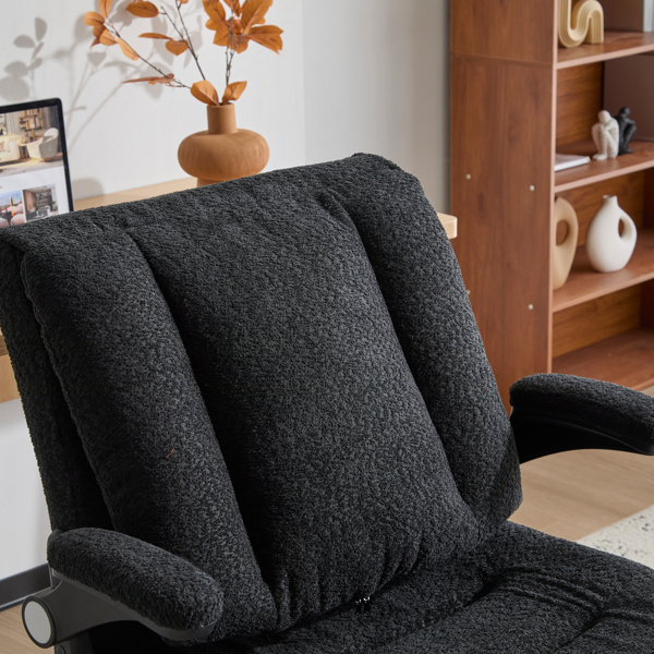 Criss Cross Legged Office Chair with Flip-Up Back Built-In Dynamic Airbag Lumbar Support, Wide Seat Desk Chair with Flip-Up Arms and Wheels, Modern Cross-Leg Chair for Home Office, Vanity, Black photo 5
