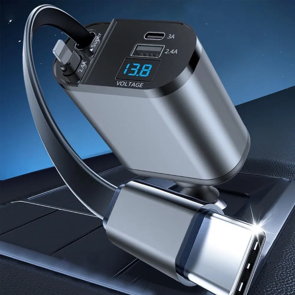 Retractable Car Charger 4 in 1 Fast Car Phone Charger 120W With USB Type C Cable photo 8