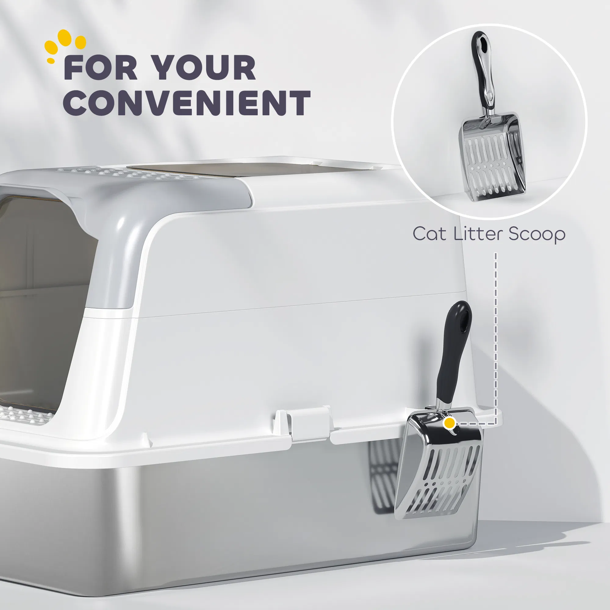 Extra Large Stainless Steel Litter Box, Enclosed Kitty Litter Box for Big Cats with Scoop, Deodorizer Bag photo 4
