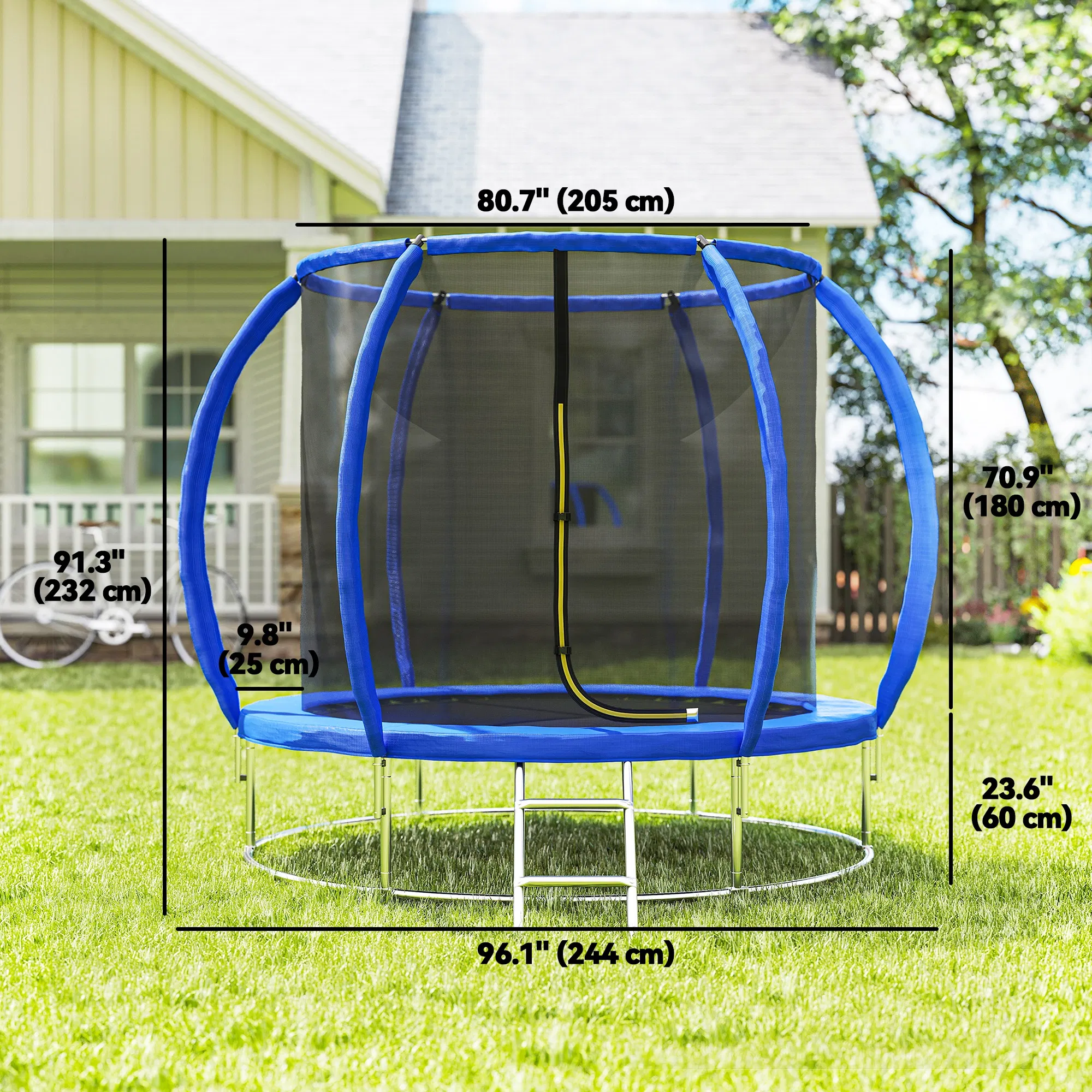 8ft Trampoline Outdoor, ASTM Certified, with Circular Base, Enclosure Net, Ladder and Curved Poles photo 3