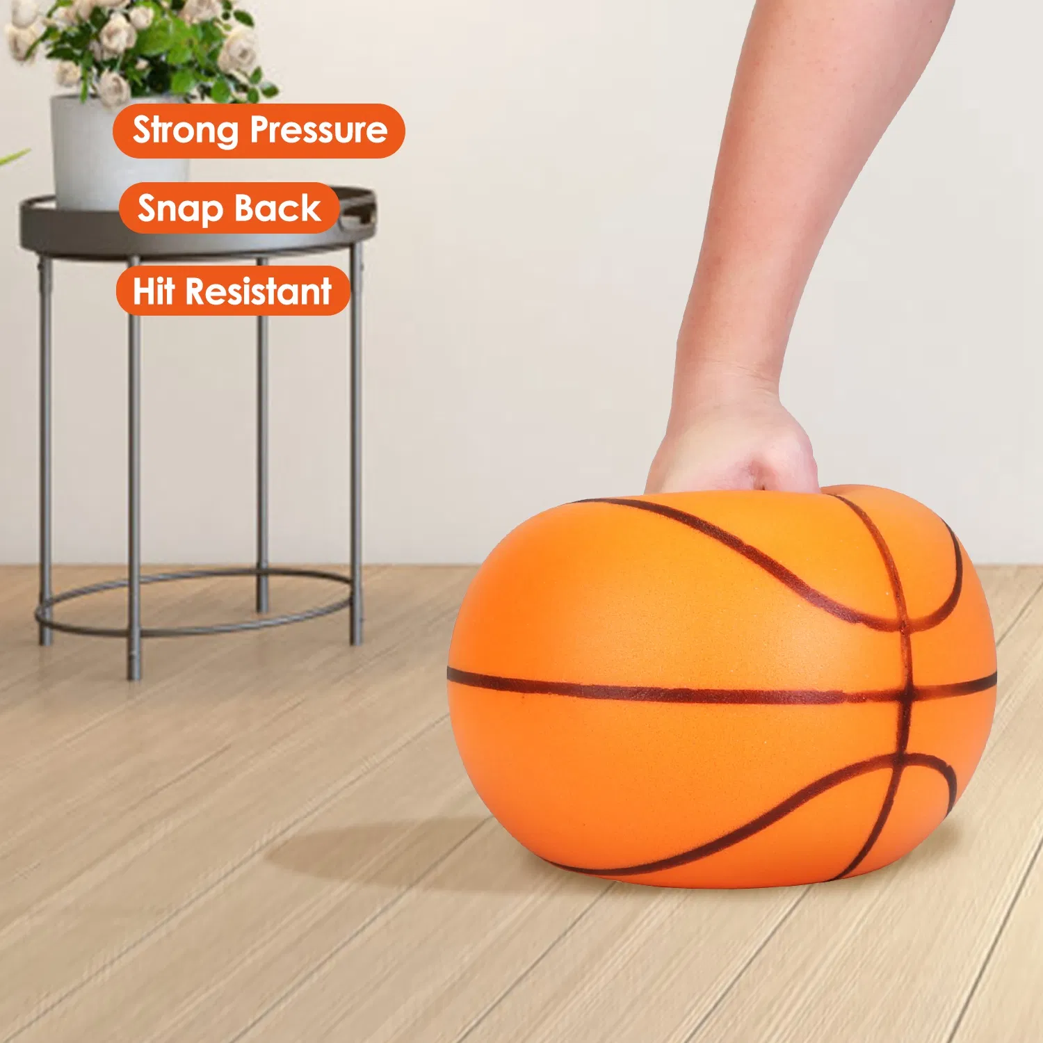 Silent Basketball with Ball Hoop Foam Bouncing Silent Basketball Uncoated High Density Foam Ball Indoor Low Noise Training Ball photo 4