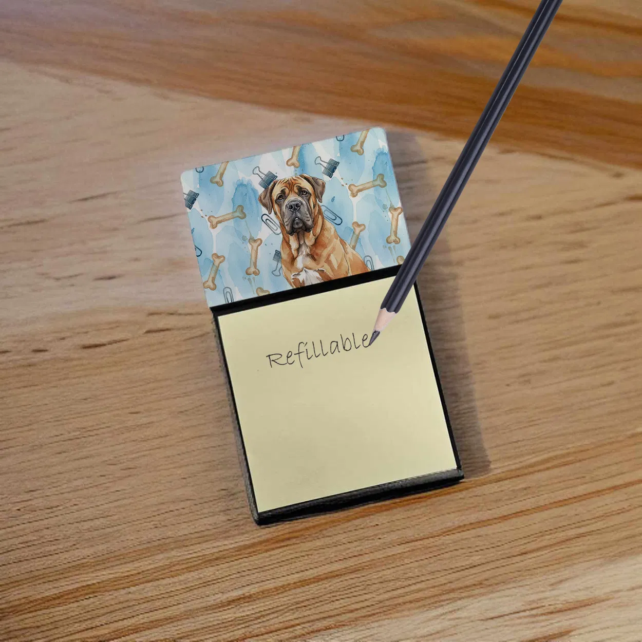 Neapolitan Mastiff Coworker Watercolor Sticky Note Holder Refillable Dispenser Desk Accessory 3x3 Pad Gift photo 7