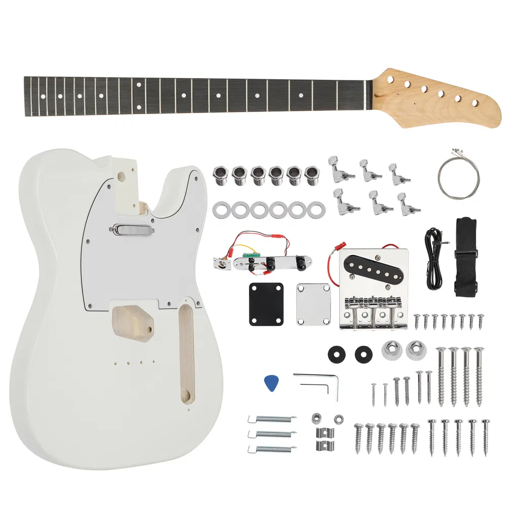 DIY 6 String TL Style Electric Guitar Kits with Mahogany Body, Maple Neck and Accessories White photo 8