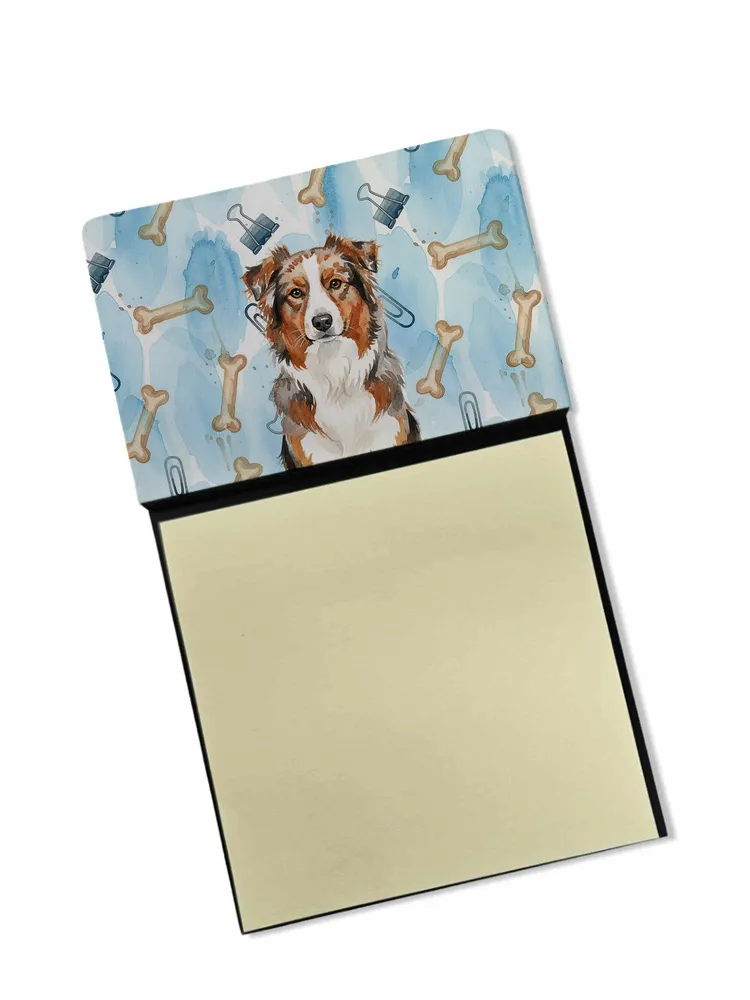 Red Merle Australian Shepherd Coworker Watercolor Sticky Note Holder Refillable Dispenser Desk Accessory 3x3 Pad Gift photo 8
