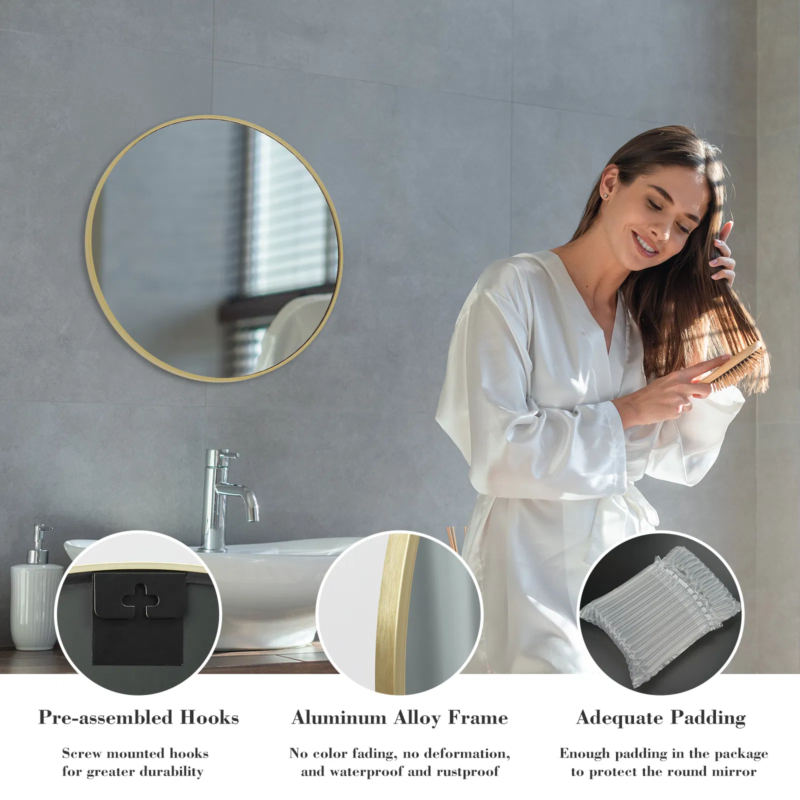 Black Round Wall Mirror 20-30 Inch, Bathroom Mirrors for Over Sink, Circle Mirror for Bathroom, Entryway, Bedroom, Vanity photo 4